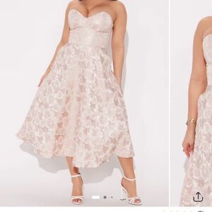 Fashion Nova Strapless Cream Floral Dress